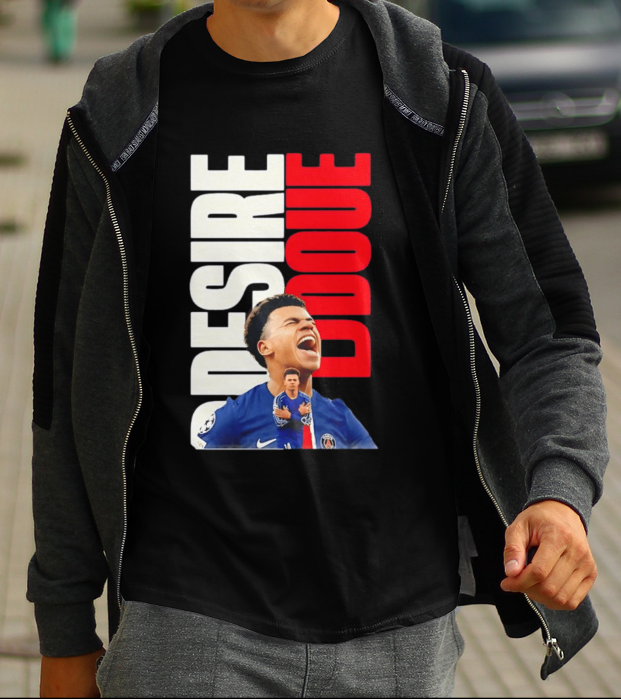 Désiré Doué Celebrating PSG Paris Saint Germain Player T-Shirt