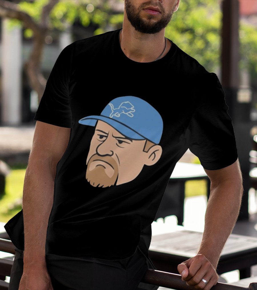 Detroit Lions Grumpy Man With Hat Football Team Fan T-Shirt