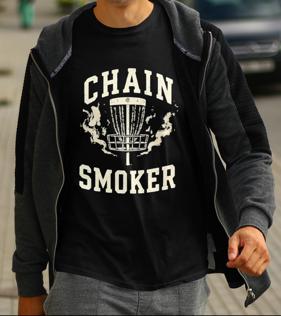 Disc Golf Fanatic Chain Smoker With Basket And Chains T-Shirt
