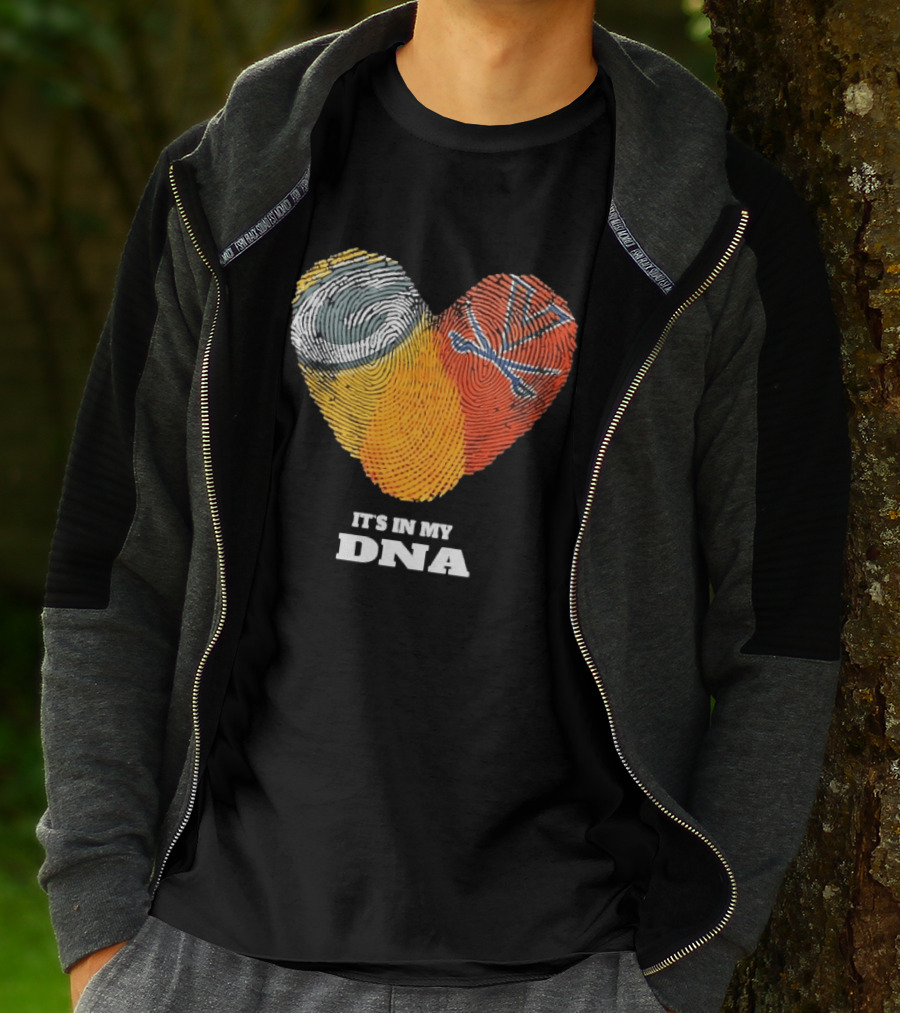 Green Bay Packers Virginia Cavaliers It's In My DNA Heart Fingerprints Love Fans T-Shirt