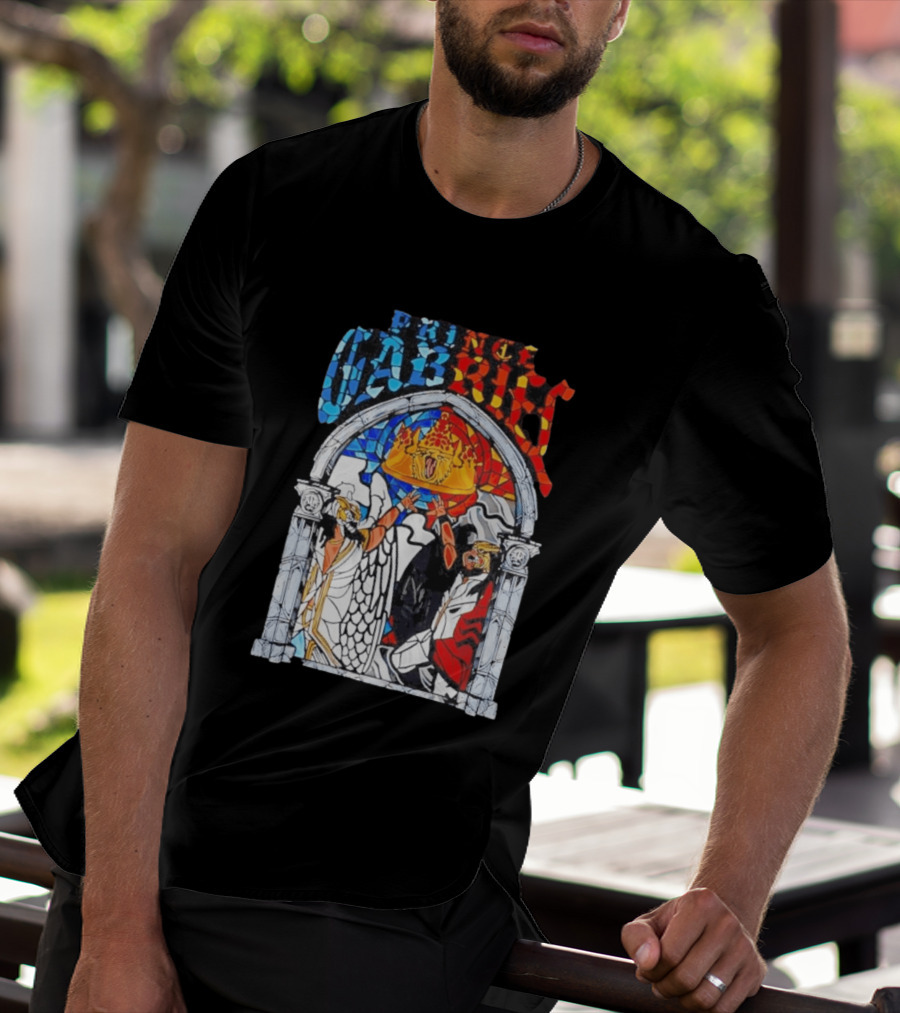 Prince Gabriel Stained Glass Window Kings Crown Angels T-Shirt