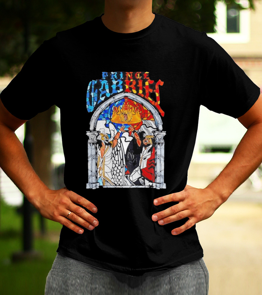 Prince Gabriel Stained Glass Window Kings Crown Angels T-Shirt