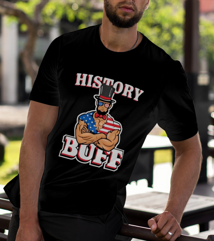 History Buff Abraham Lincoln Gym Bro American Flag Muscle T-Shirt
