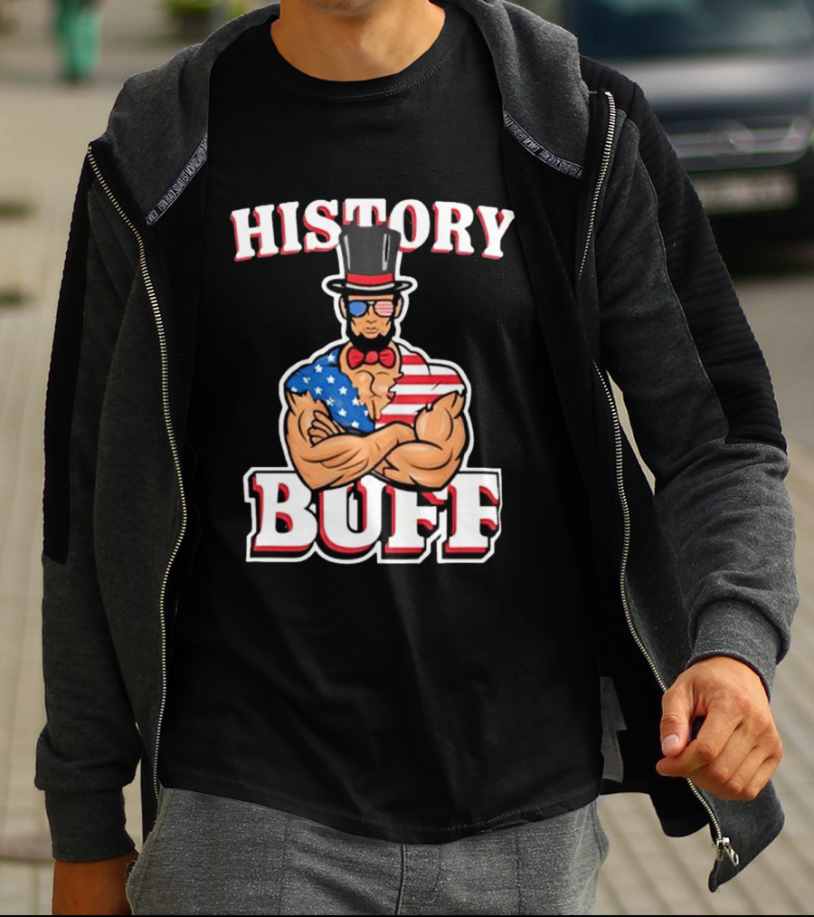 History Buff Abraham Lincoln Gym Bro American Flag Muscle T-Shirt