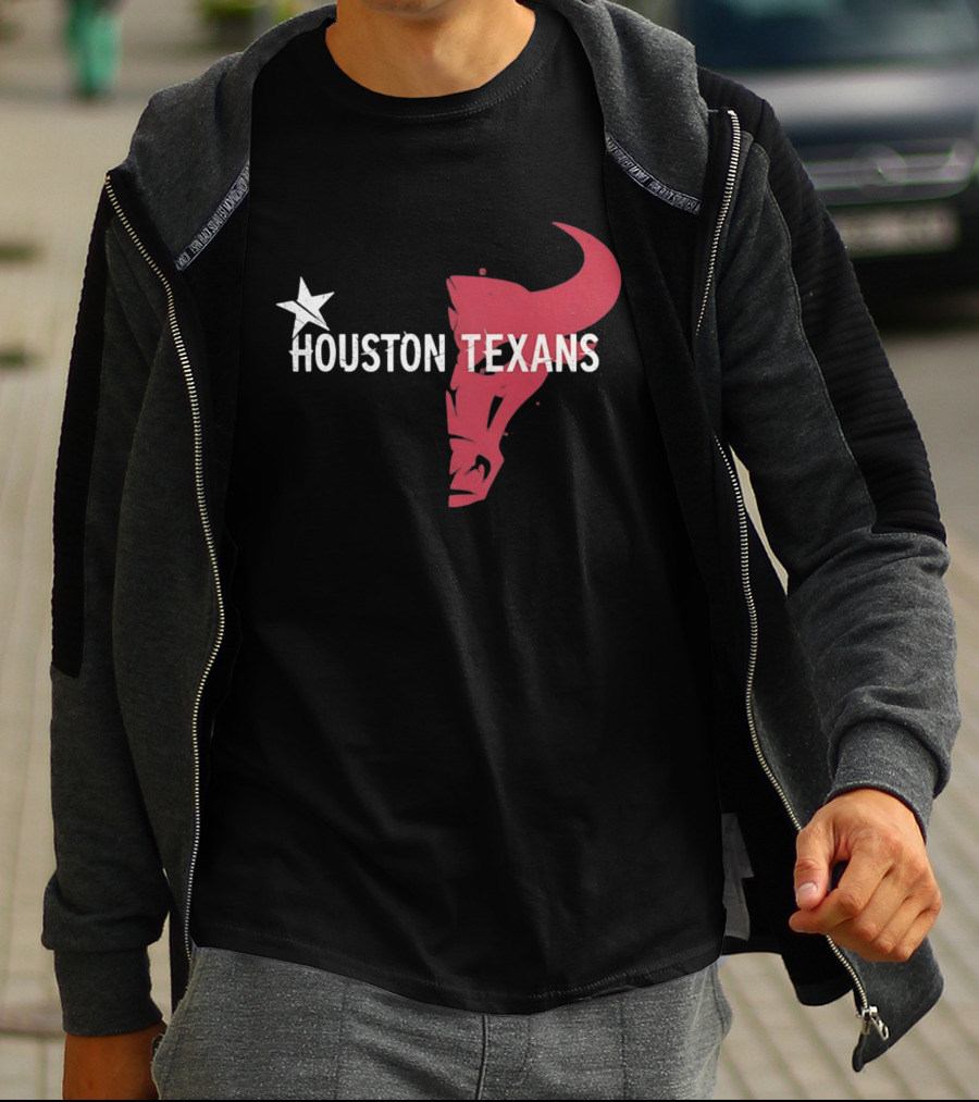 Houston Texans Distressed Star Bull Head T-Shirt
