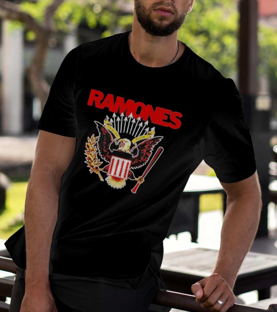 Ramones Look Out Below Punk Rock Eagle Crest T-Shirt