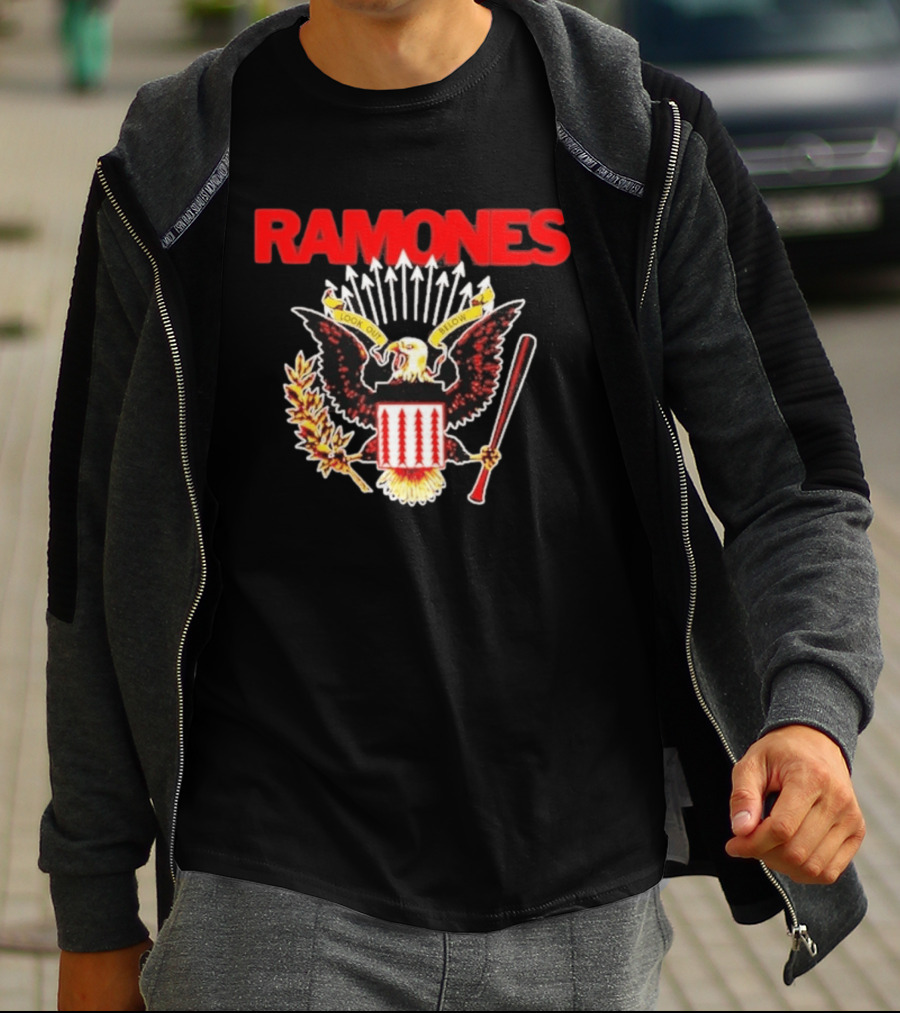 Ramones Look Out Below Punk Rock Eagle Crest T-Shirt