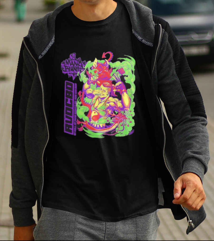 Rob Van Dam 2 Many Blunts RVD CBD Hall Of Fame Wrestler Psychedelic Smoke Dragons T-Shirt