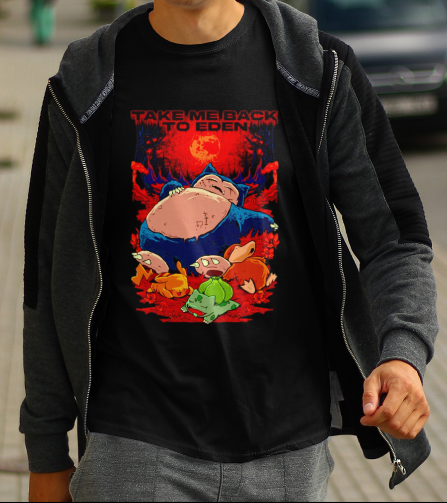Snorlax Pikachu Bulbasaur Take Me Back To Eden Fantasy Forest T-Shirt