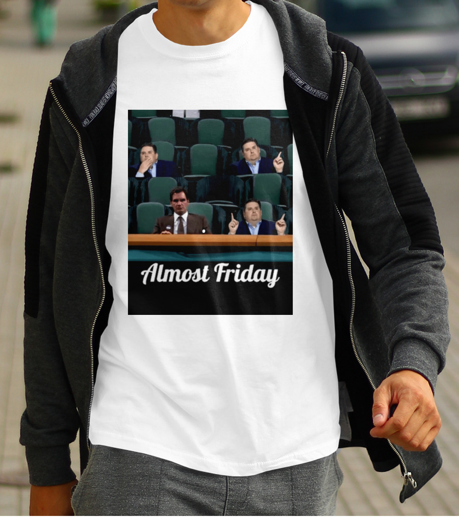 Almost Friday Meme With Roger Federer And Jonah Hill In Audience T-Shirt