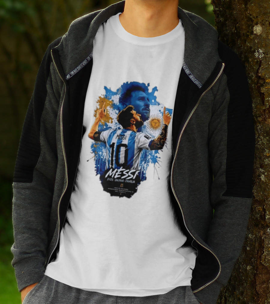 Messi Dios Patria Familia Argentina Football 10 Pointing To The Sky T-Shirt