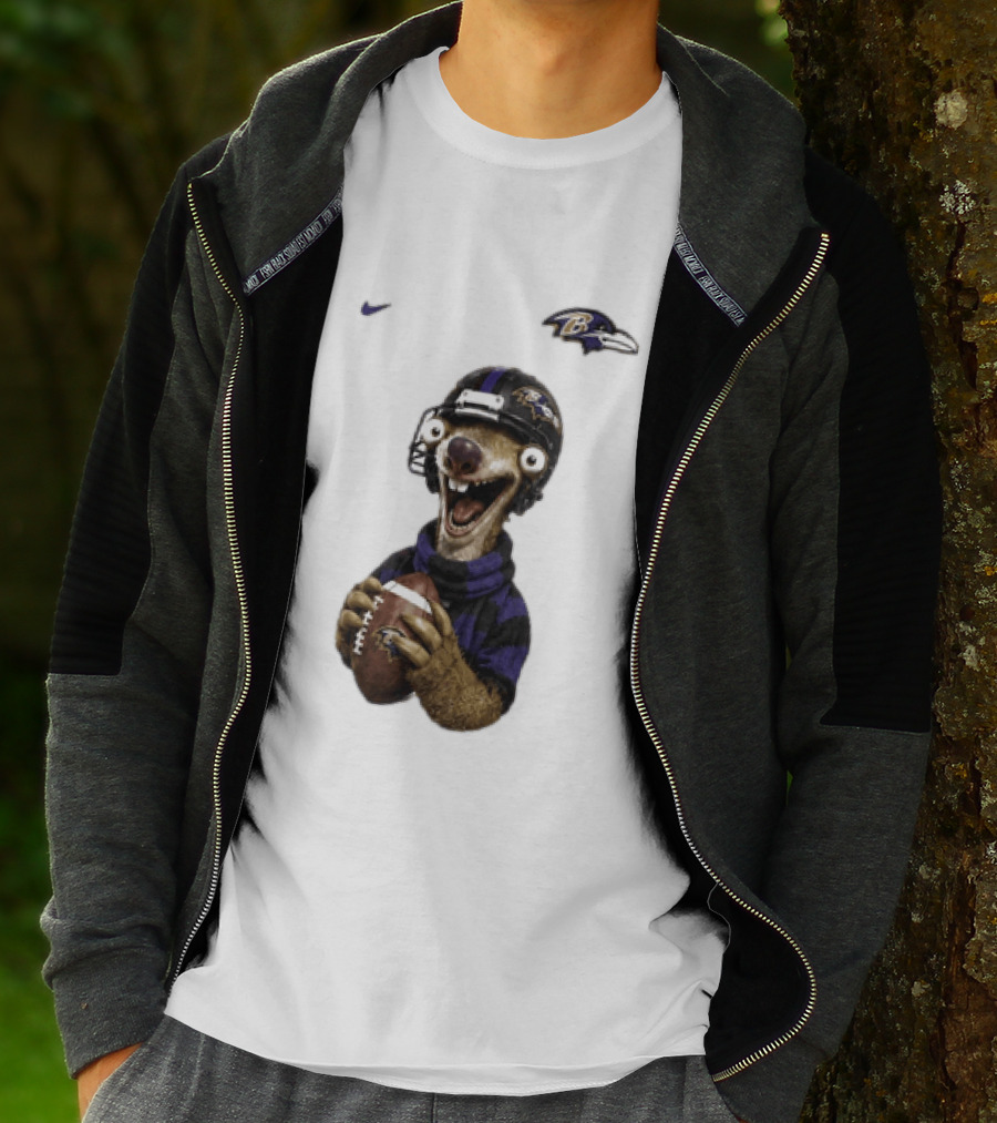 Sid The Sloth Baltimore Ravens Football Helmet And Ball Ravens Fan Gear T-Shirt
