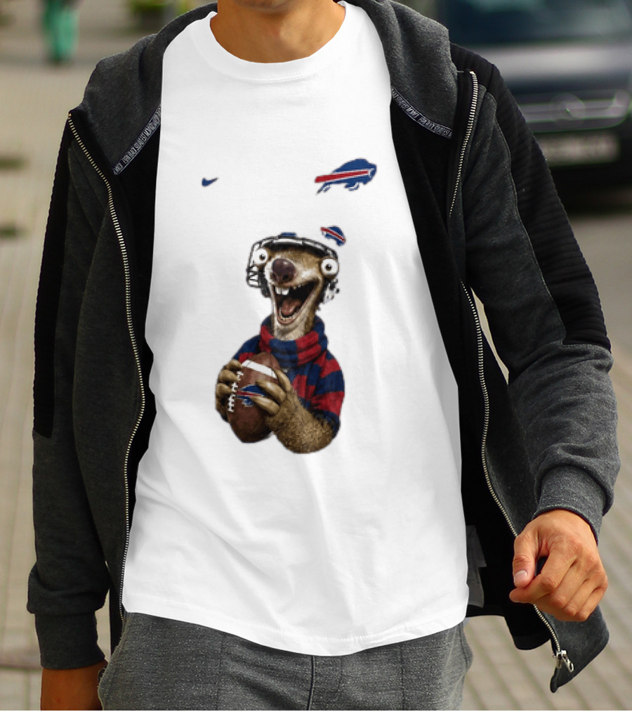 Sid The Sloth Buffalo Bills Football Helmet Scarf Iconic Team Fun T-Shirt