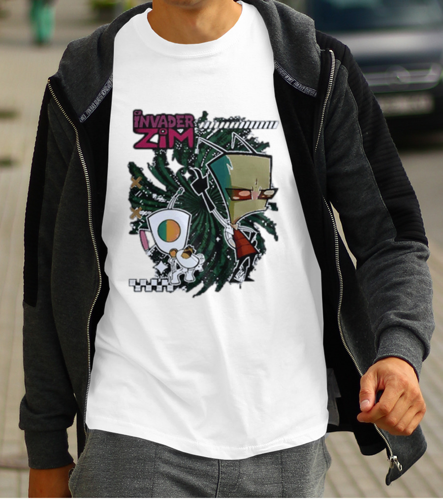 Invader Zim Gir With Zim Eating Taco Spiral T-Shirt
