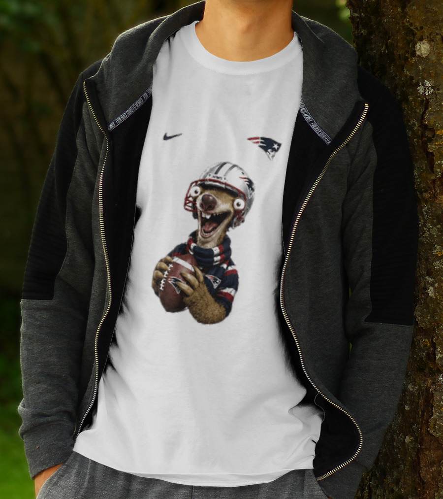 Sid The Sloth New England Patriots Football Helmet NFL Character Fan T-Shirt