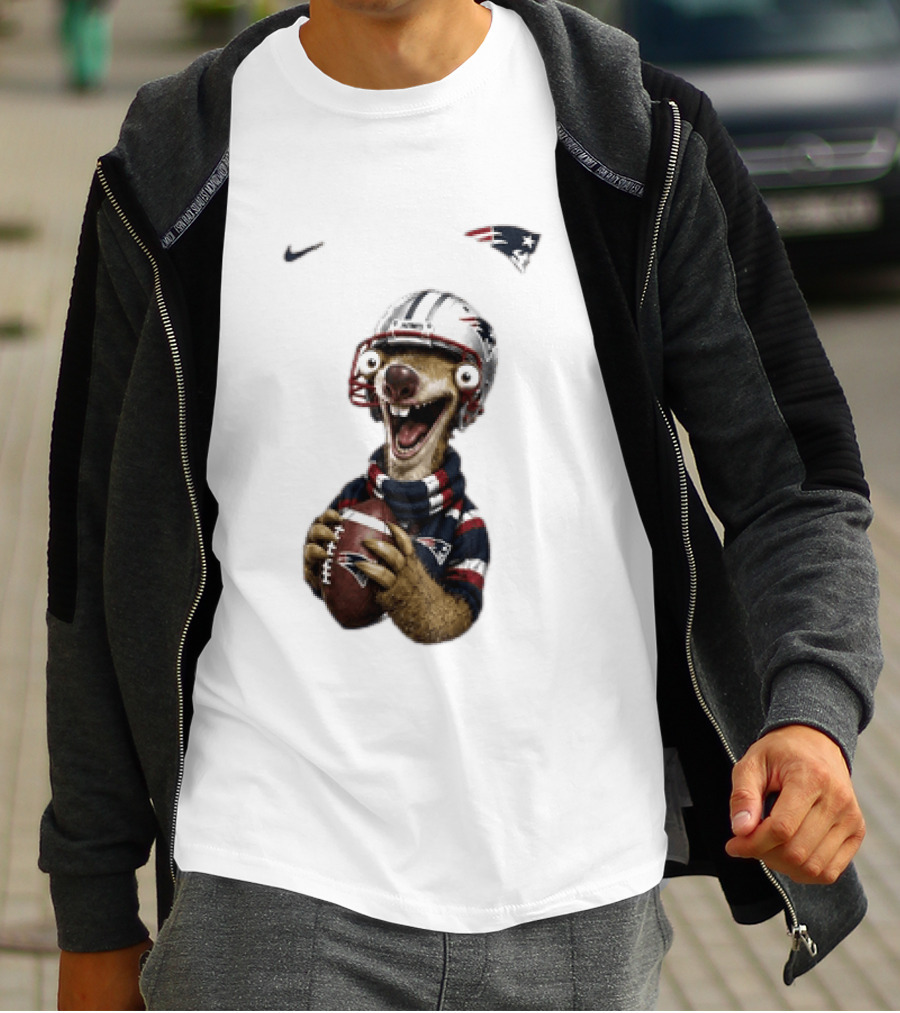 Sid The Sloth New England Patriots Football Helmet NFL Character Fan T-Shirt