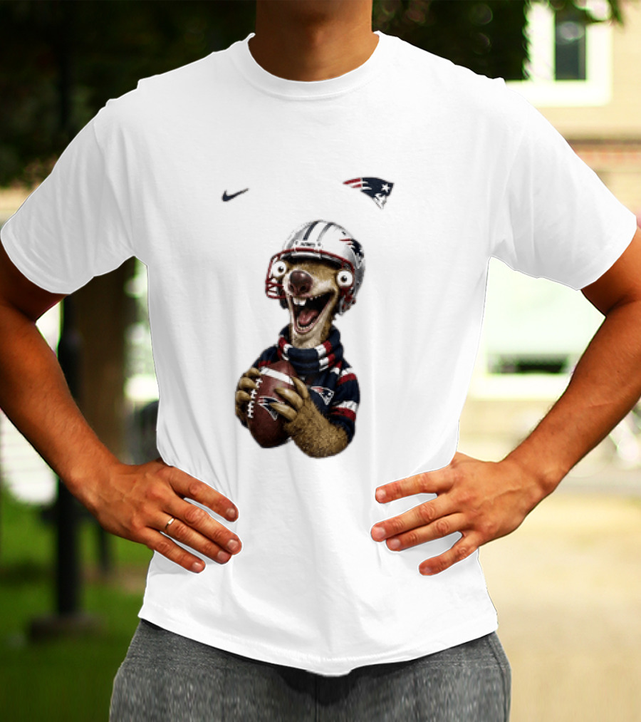 Sid The Sloth New England Patriots Football Helmet NFL Character Fan T-Shirt
