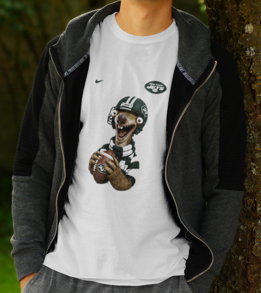 Sid The Sloth New York Jets Football Helmet Scarf And Ball T-Shirt