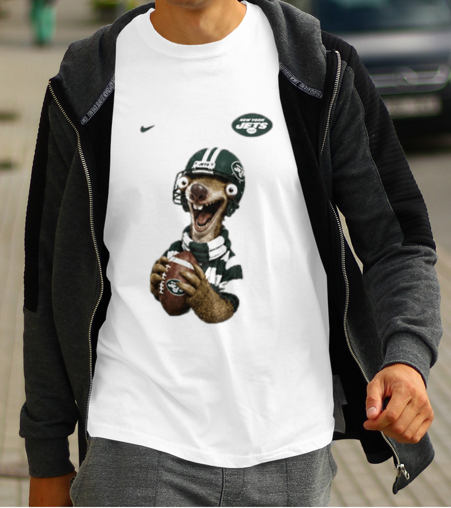 Sid The Sloth New York Jets Football Helmet Scarf And Ball T-Shirt