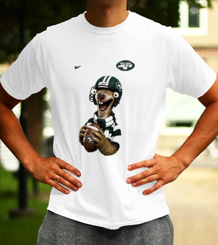 Sid The Sloth New York Jets Football Helmet Scarf And Ball T-Shirt