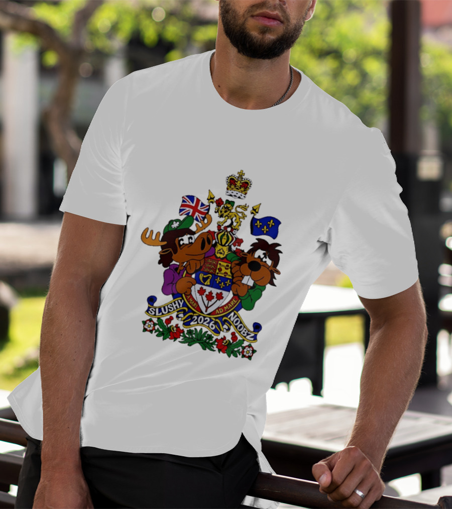 Slushy Noobz Canadian Crest Moose And Beaver 2026 T-Shirt