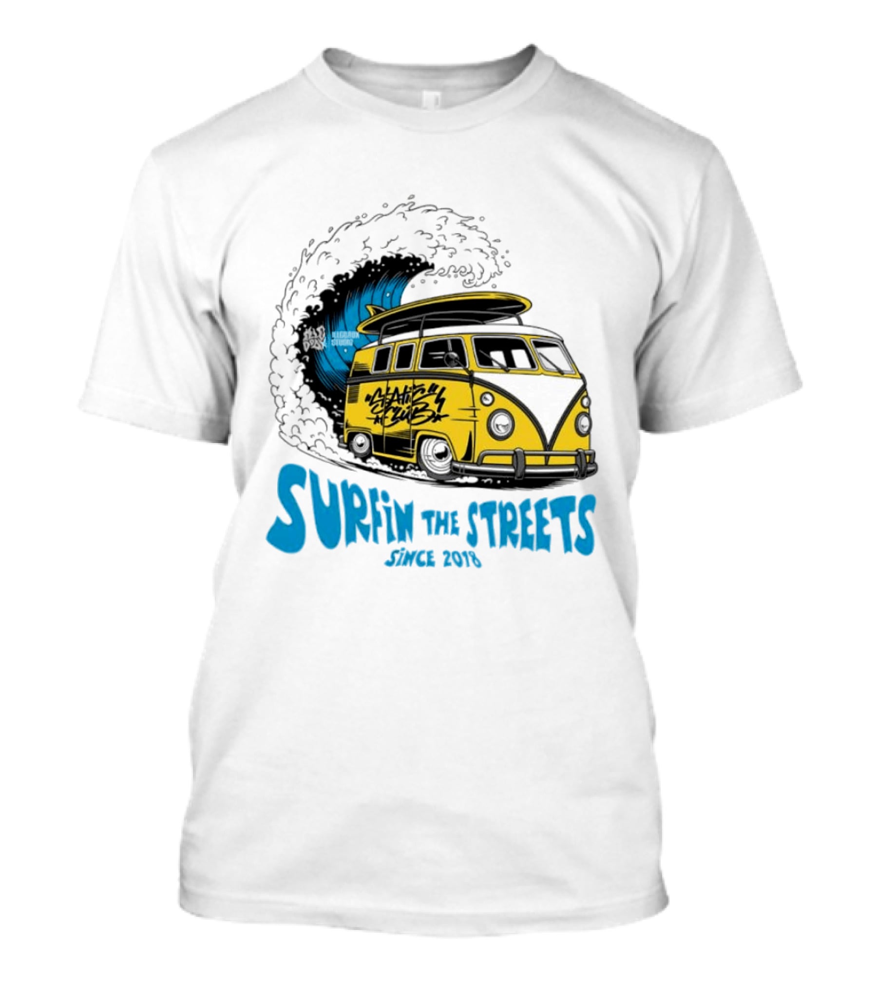 Static Club Volkswagen Bus Surfing Adventure Surfin The Streets Since 2018 T-Shirt