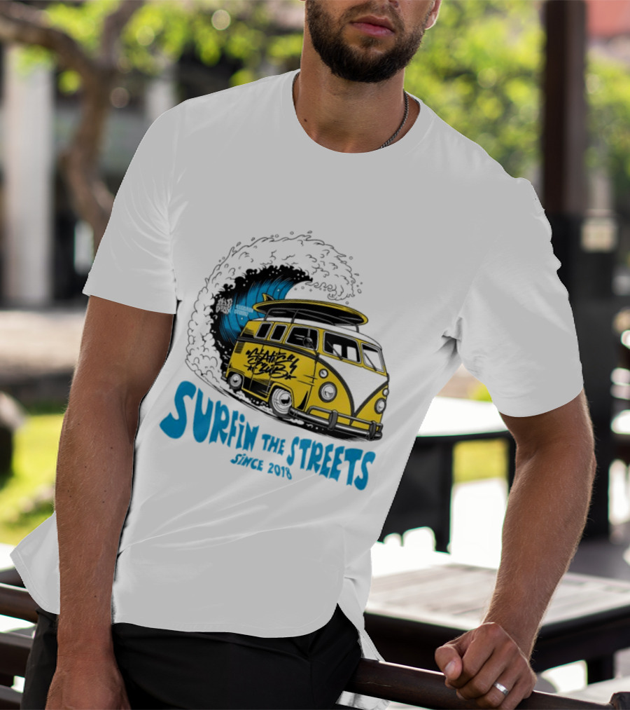 Static Club Volkswagen Bus Surfing Adventure Surfin The Streets Since 2018 T-Shirt