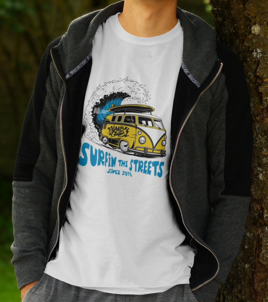 Static Club Volkswagen Bus Surfing Adventure Surfin The Streets Since 2018 T-Shirt