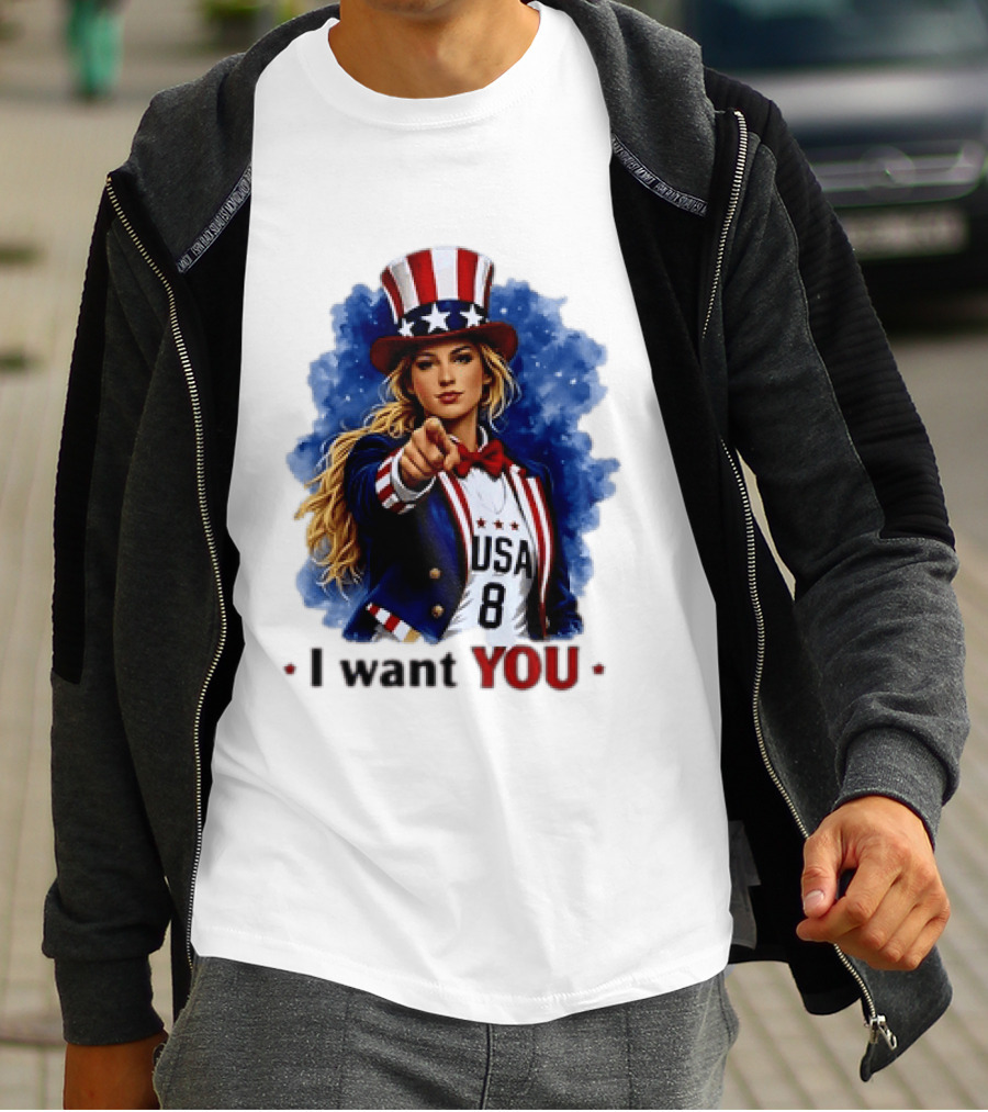 Uncle Sam Blonde Woman I Want You USA 8 Patriotic T-Shirt