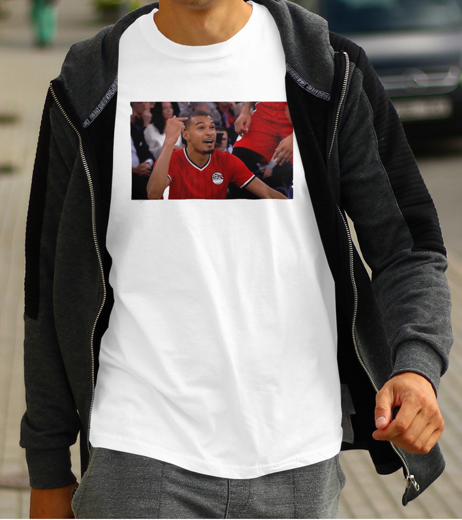 Victor Wembanyama Pointing Wearing Egypt National Football Team Kit T-Shirt