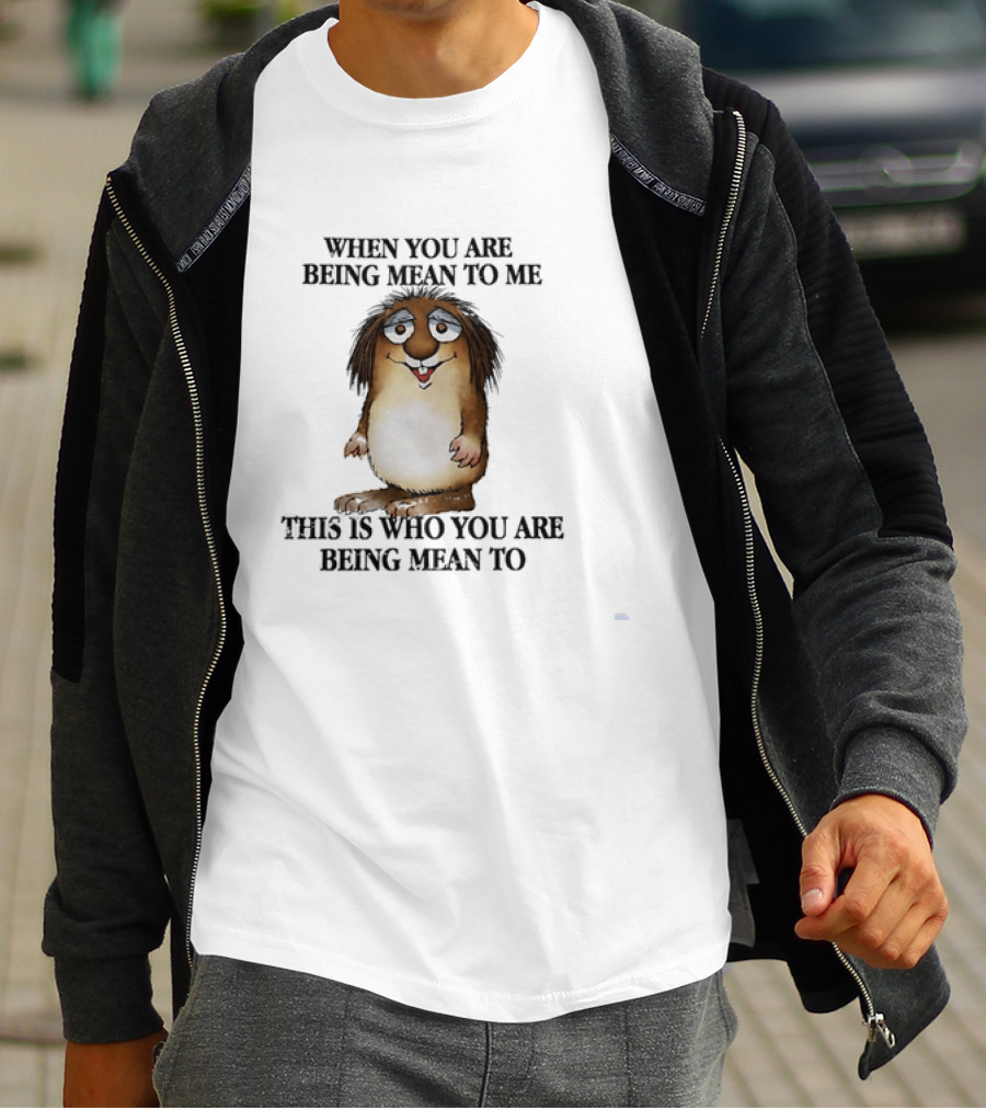 When You Are Being Mean To Me This Is Who You Are Being Mean To Brown Furry Cartoon T-Shirt