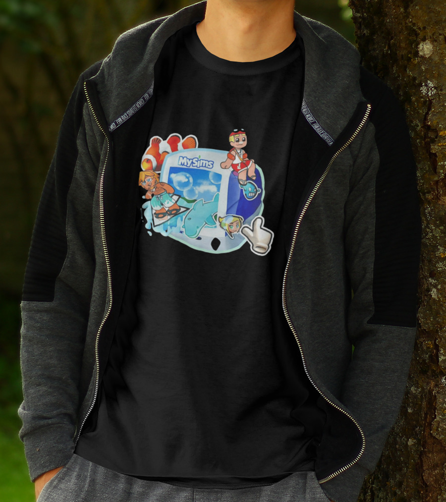 MySims Beach Adventure Clownfish Dolphin و Surfing Fun T-Shirt