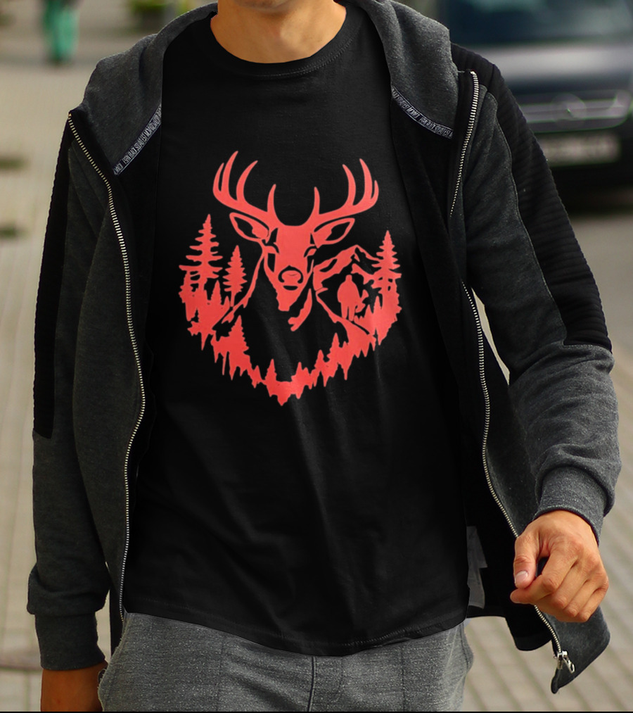 Mountain Forest Deer Outdoor Wilderness Hunter T-Shirt