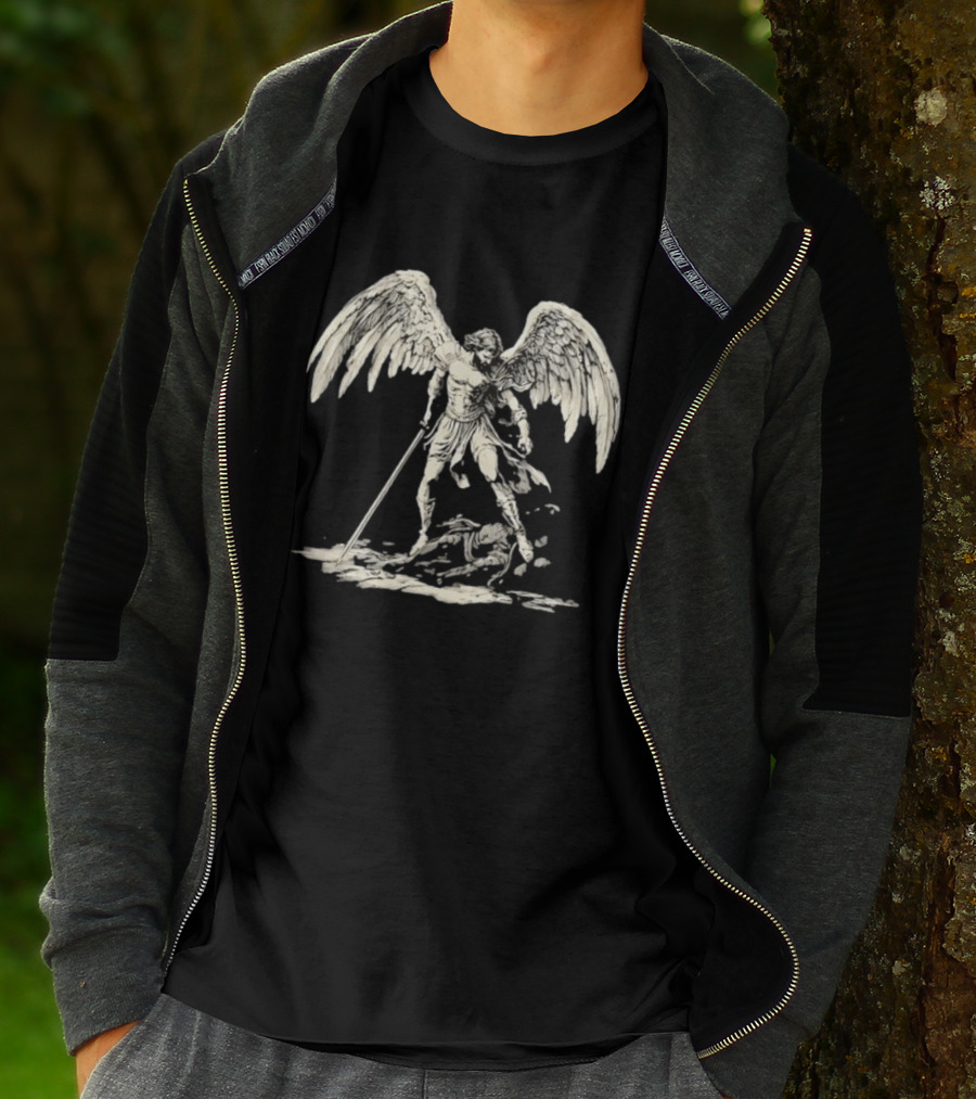 Saint Michael The Archangel Defeating Satan Biblical Christian Symbolism T-Shirt