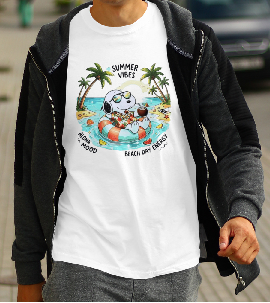 Summer Vibes Aloha Mood Beach Day Energy Snoopy Relaxing T-Shirt