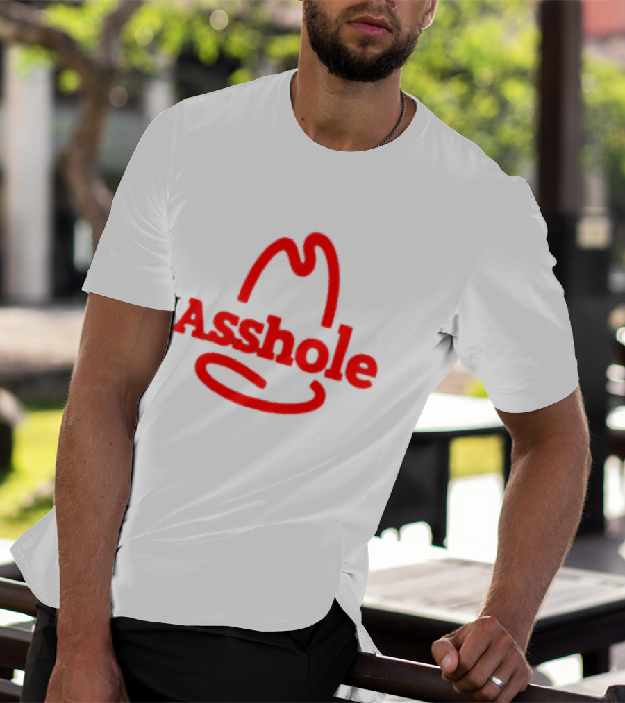 Asshole Cowboy Hat Red Outline Minimalist T-Shirt