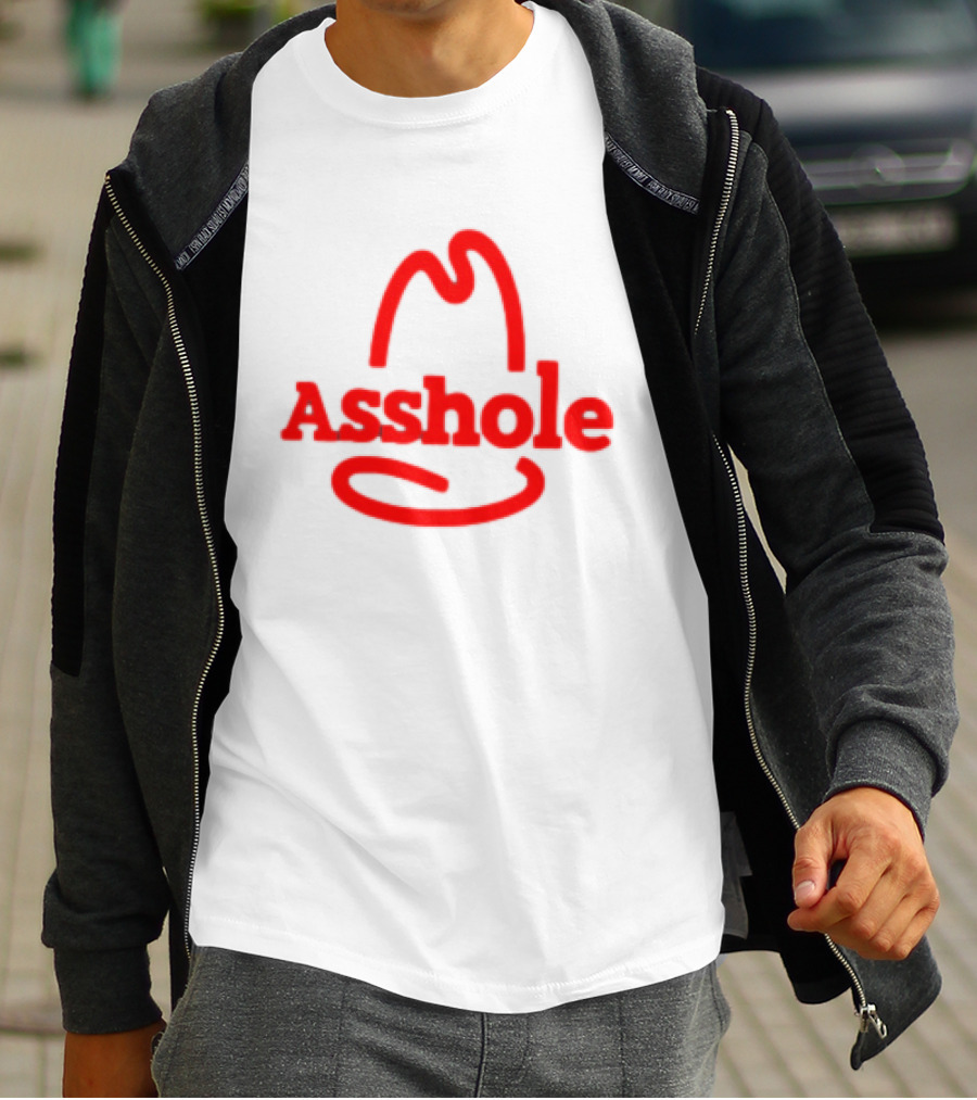 Asshole Cowboy Hat Red Outline Minimalist T-Shirt