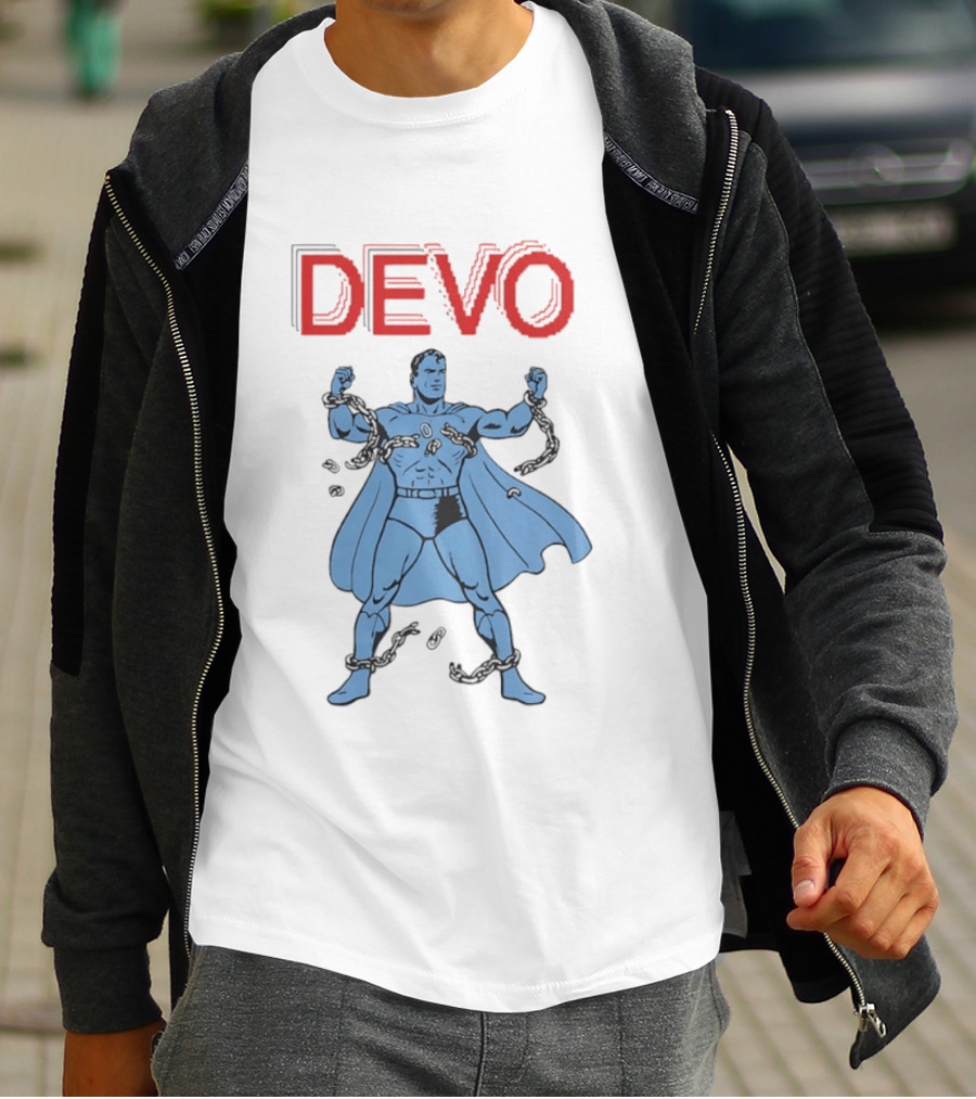 Devo Superhero Comic Style Action Figure T-Shirt