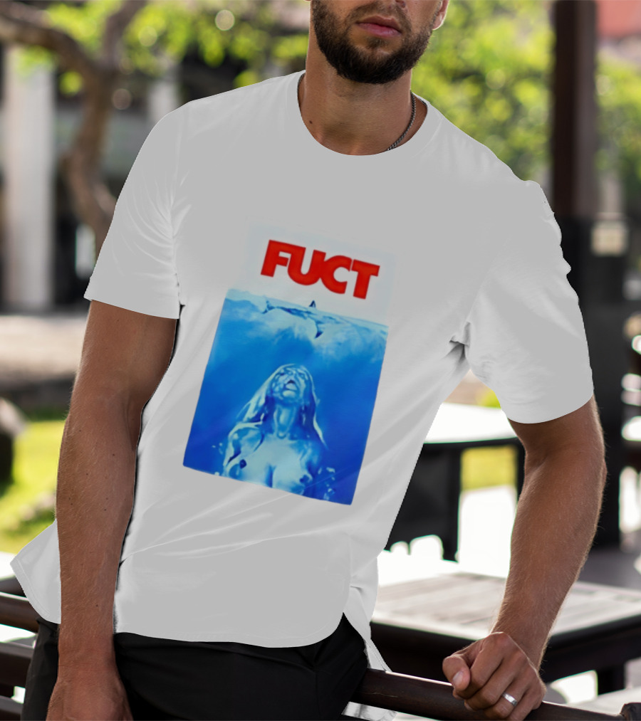 FUCT Jaws Ocean Shark Woman Swimming T-Shirt
