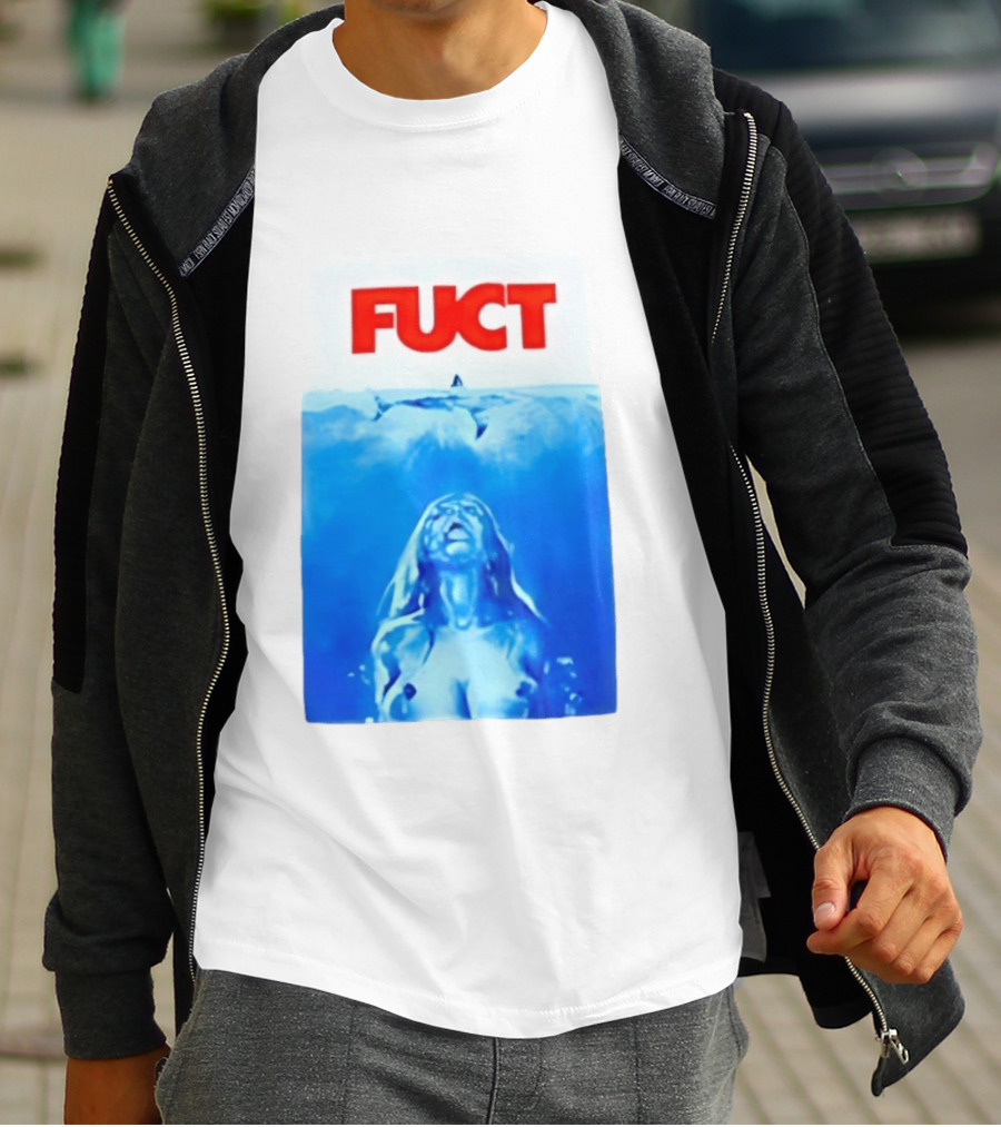 FUCT Jaws Ocean Shark Woman Swimming T-Shirt