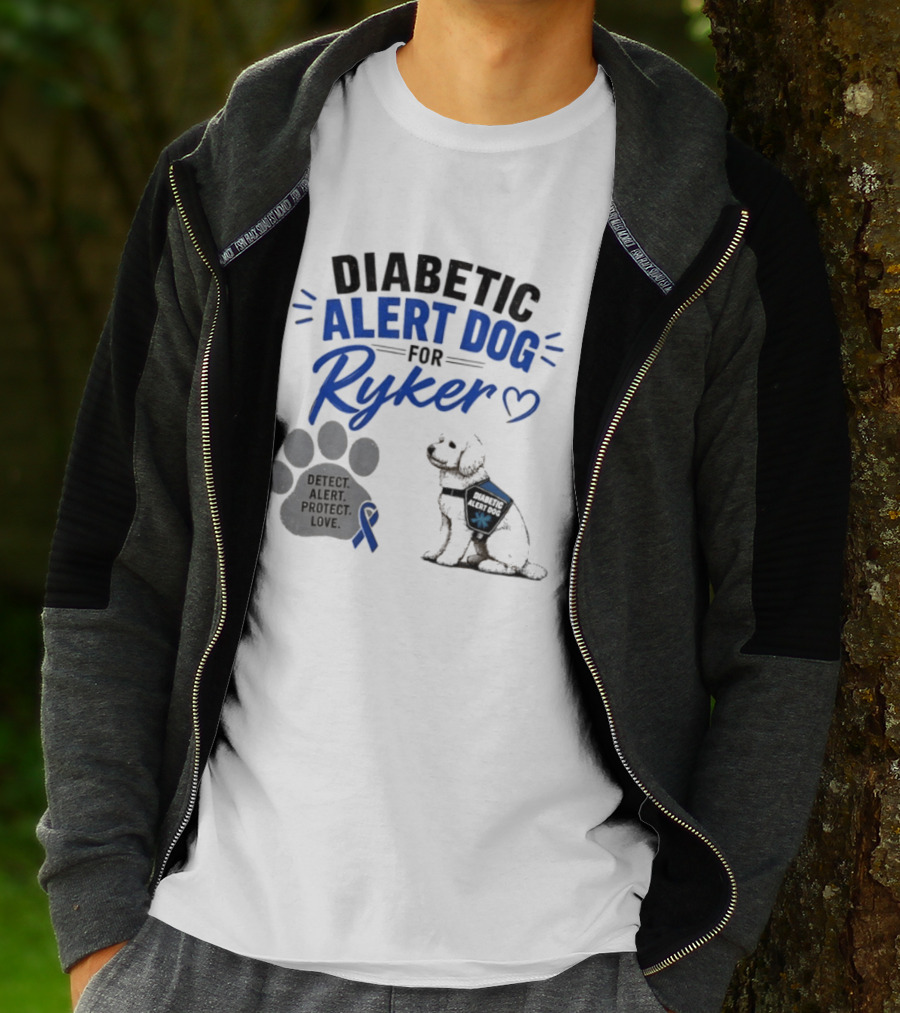 Diabetic Alert Dog Detect Protect Love Ribbon Ryker T-Shirt