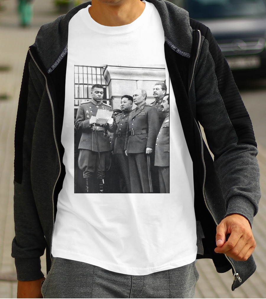 Kylian Mbappé In Historical Dictator Military Uniform Speech Photo T-Shirt
