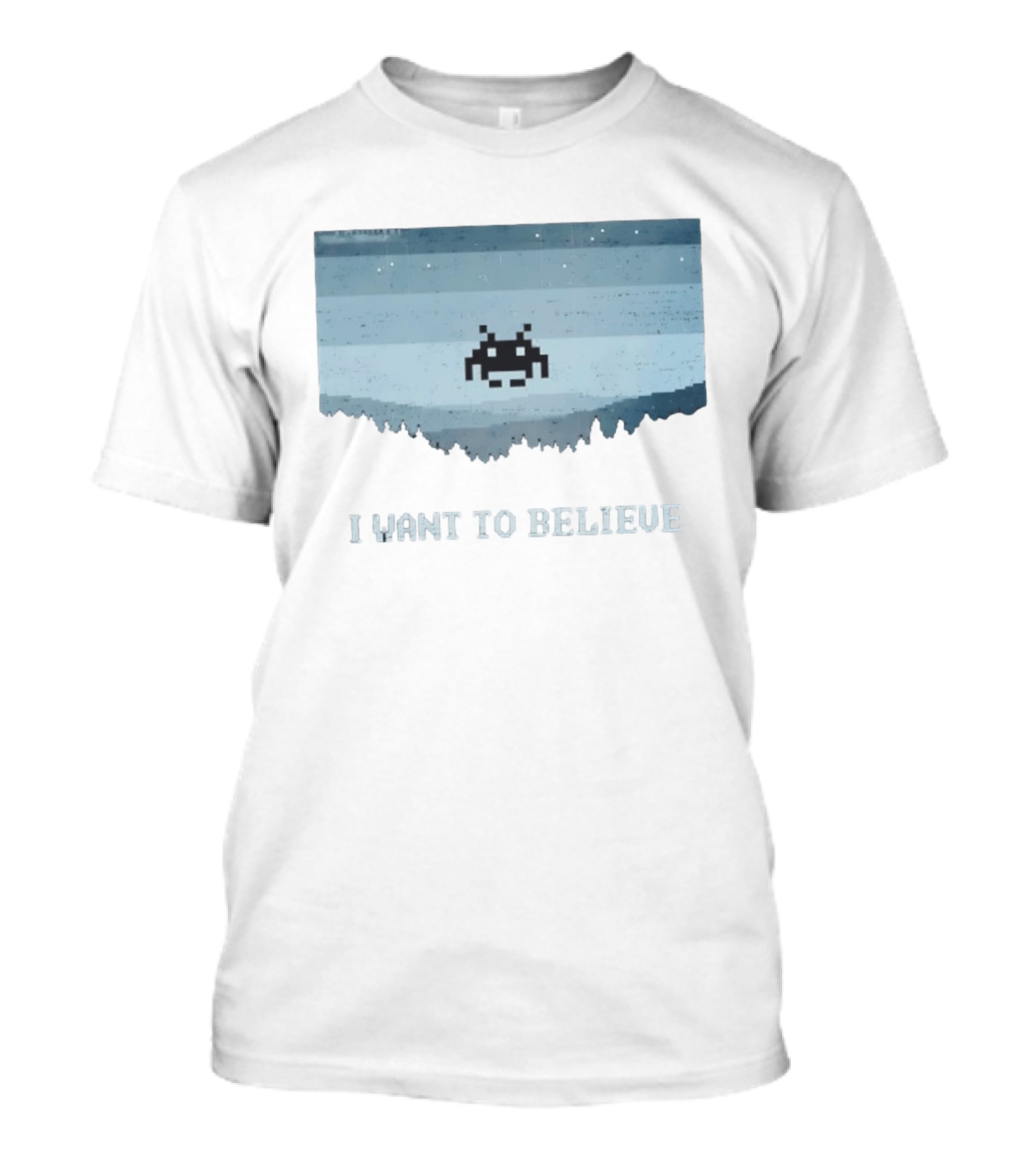 Space Invaders The X Files I Want To Believe Retro Mashup T-Shirt