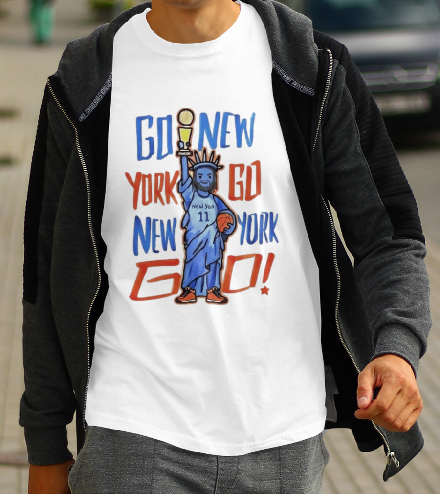 New York Knicks Go New York Go Statue Of Liberty Jalen Brunson Basketball Trophy T-Shirt