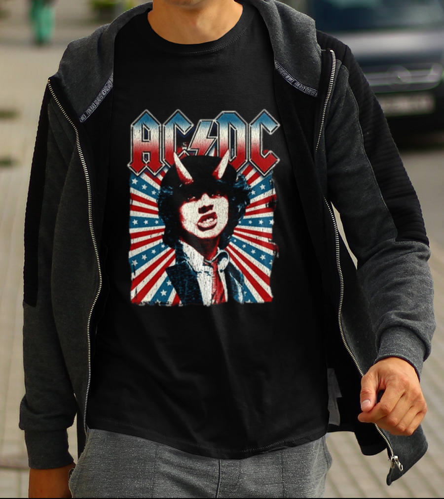 AC DC PWR Up Tour 2026 North America Highway To Hell USA Red White Blue Stripes T-Shirt