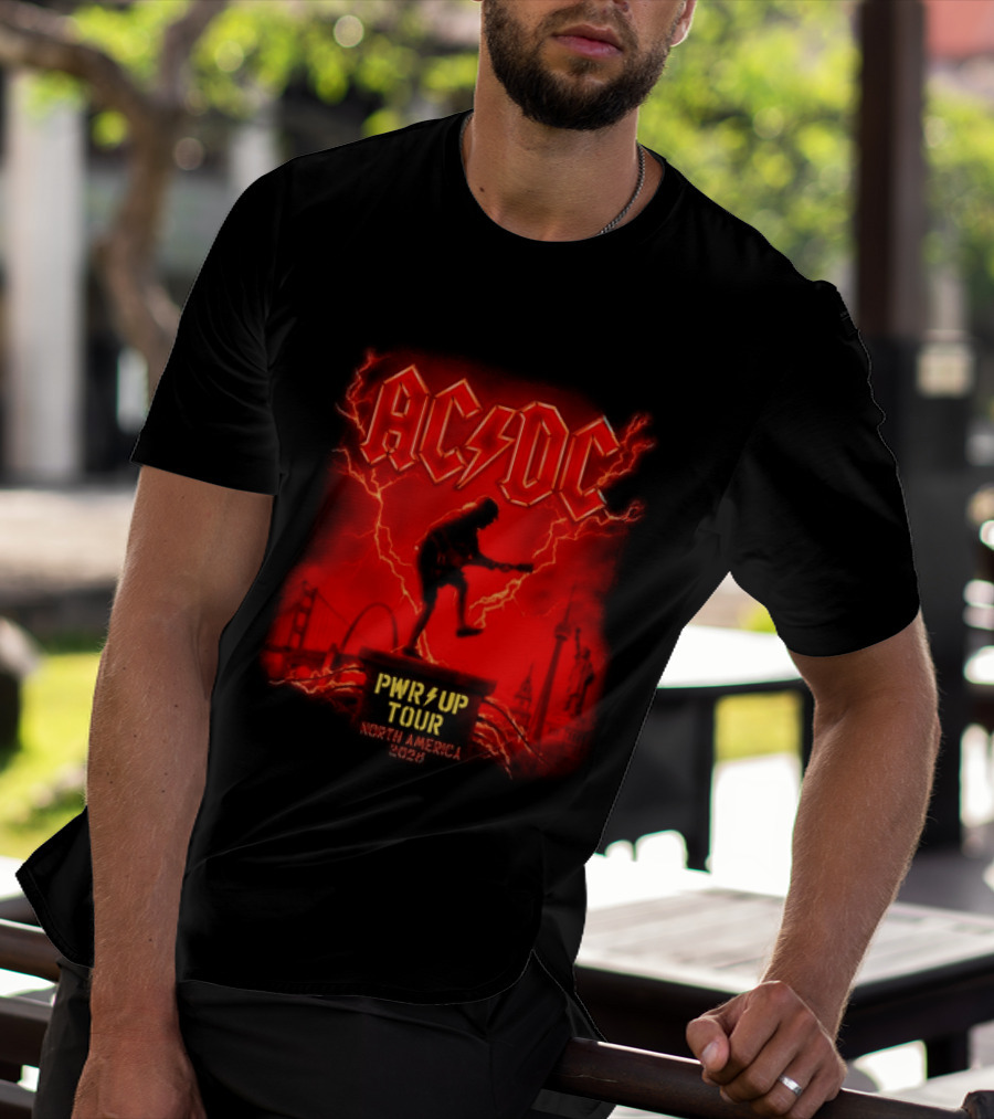 ACDC PWR Up Tour 2026 North America Red Lightning Cities Dates Angus T-Shirt