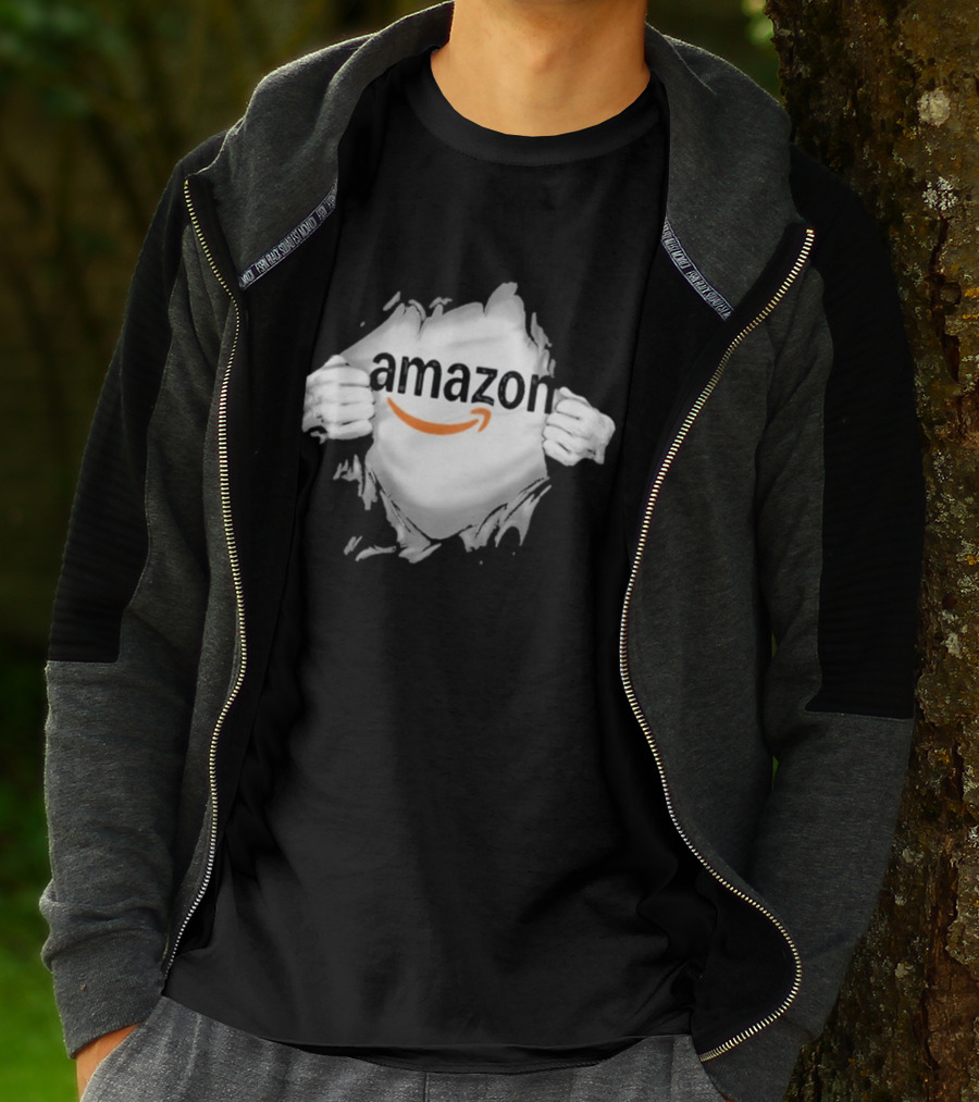 Amazon Ripped Chest Superhero Torn Employee T-Shirt