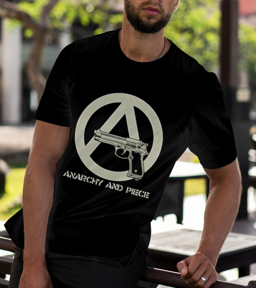 Anarchy And Piece Peace Sign With Gun T-Shirt