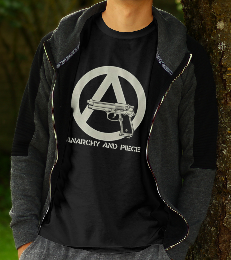 Anarchy And Piece Peace Sign With Gun T-Shirt