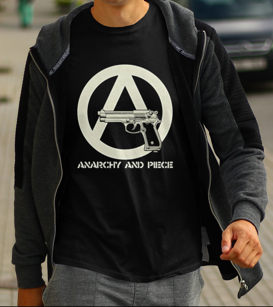 Anarchy And Piece Peace Sign With Gun T-Shirt
